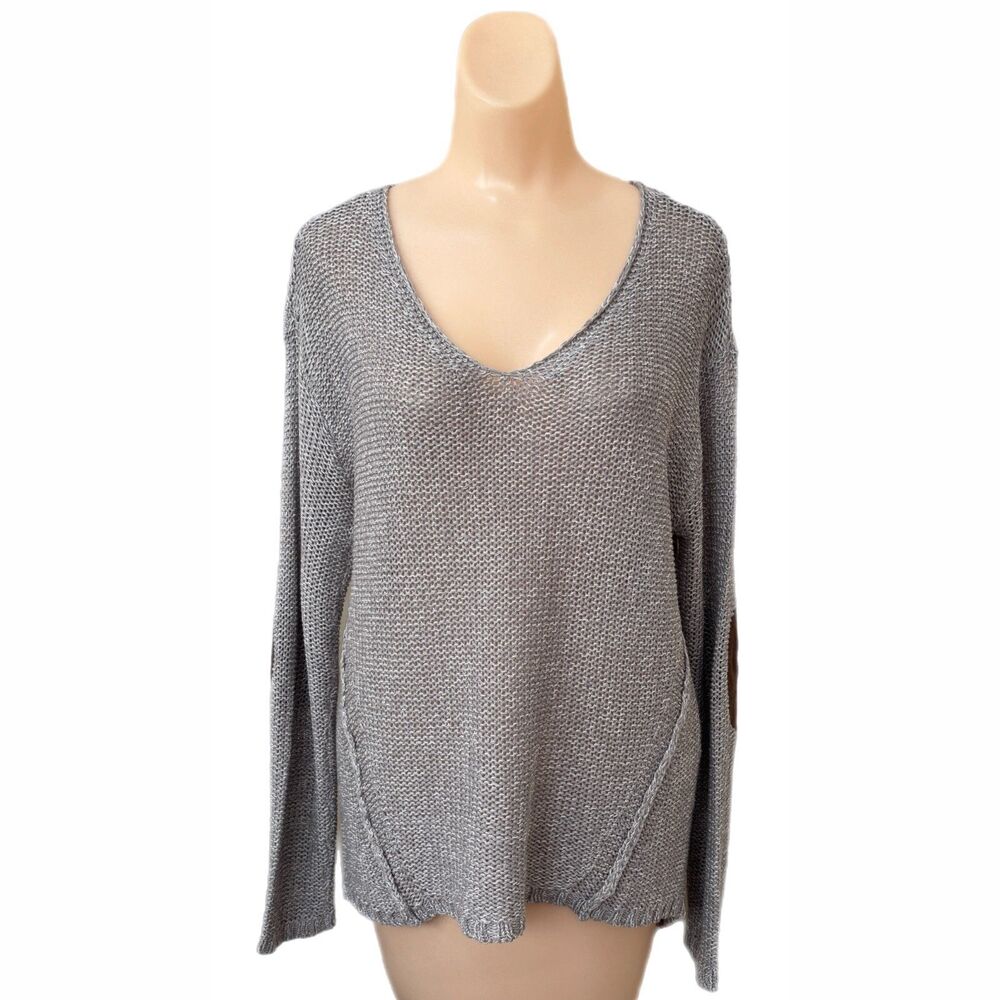 RDI Womens Minimalist Capsule Sweater Medium Elbow Patches Casual Quite Luxury